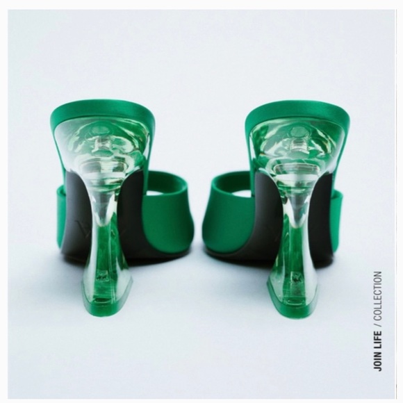 Zara Shoes Zara Green High Heeled Methacrylate Sandals Poshmark